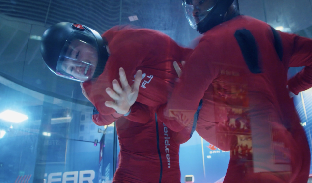 Ruby and her dad skiing